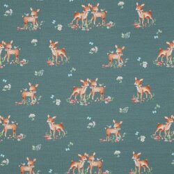 Baumwolljersey Organic Digital Reh - schattenblau