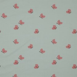 Baumwolljersey Schmetterlinge - hellmint