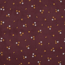 Feincord Glitzer Blumen - antikbeere