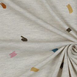 Baumwolljersey  Glitzer Kritzeleien - creme