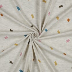 Baumwolljersey  Glitzer Kritzeleien - creme