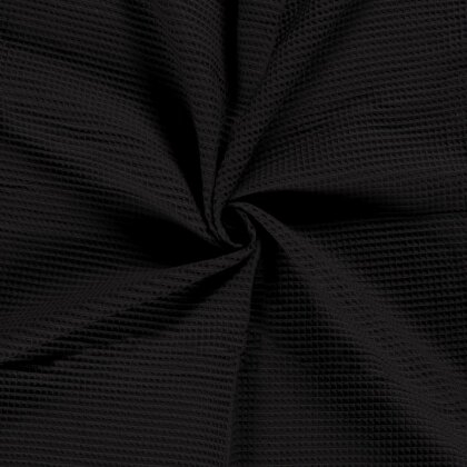 0,7 Meter - Waffelpiqué *Marie* 6mm Uni - schwarz