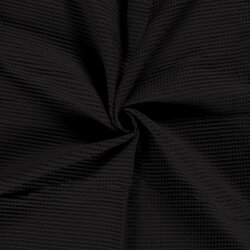 0,7 Meter - Waffelpiqué *Marie* 6mm Uni - schwarz