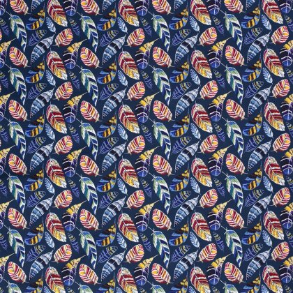 0,8 Meter - Softshell Digital bunte Federn petrol