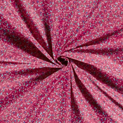 Baumwollpopeline bunte Lichterkette - fuchsia