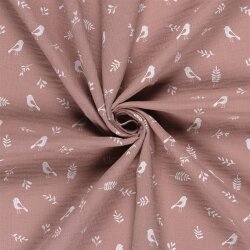 Musselin Vögel & Zweige - altpink