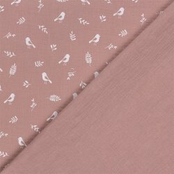 Musselin Vögel & Zweige - altpink