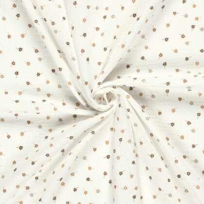 Musselin PRINTED FLOWERS - creme