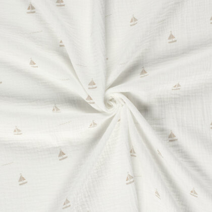 Musselin kleine Segelboote - creme