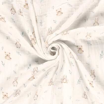 Musselin Digital süsse Kuscheltiere - creme
