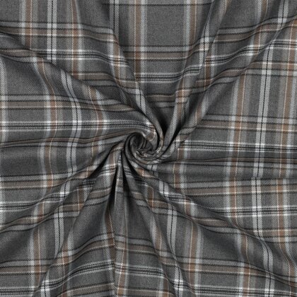 Gabardine Schottenkaro Stretch - grau/beige