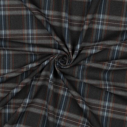 Gabardine Schottenkaro Stretch - grau/hellblau/weiss