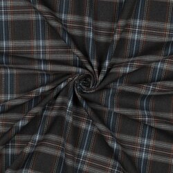 Gabardine Schottenkaro Stretch - grau/hellblau/weiss
