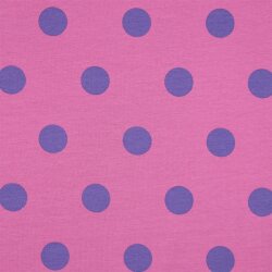 French Terry grosse lila Punkte - rosa