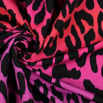 French Terry Digital Leo-Regenbogenstreifen  - pink