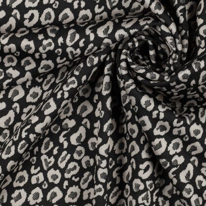 Strickstoff Jacquard Leopard - schwarz