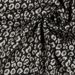 Strickstoff Jacquard Leopard - schwarz