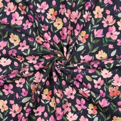 Feincord Digital Blumen - dunkelblau