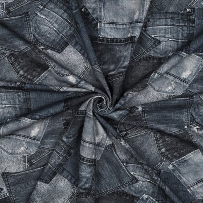 Baumwolljersey Digital Jeanshosentaschen - dunkelblau