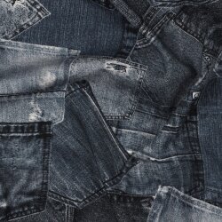 Baumwolljersey Digital Jeanshosentaschen - dunkelblau