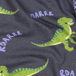 Baumwolljersey Dinos - indigo meliert