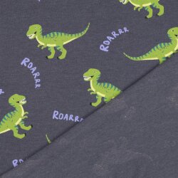 Baumwolljersey Dinos - indigo meliert