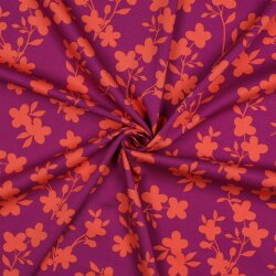 Viskose Jersey Blumendruck - dunkelpink