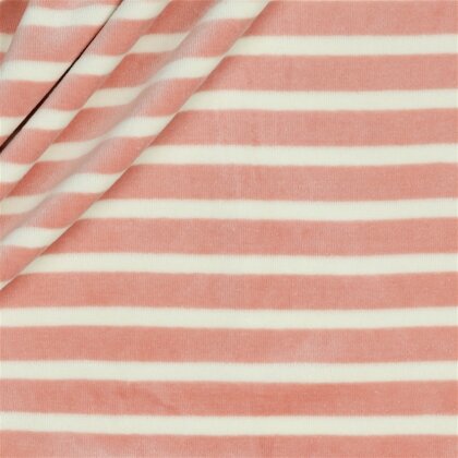Nickistoff Streifen - rosa/creme