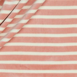 Nickistoff Streifen - rosa/creme