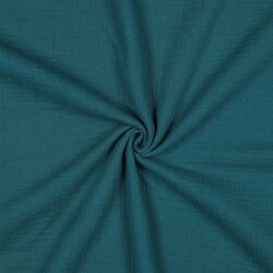 Musselin Uni *Gerda* BIO~Organic - dunkelcyanblau