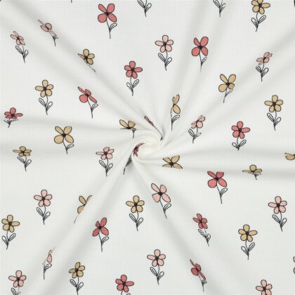 Waffeljersey süsse Blümchen - creme/antikpink