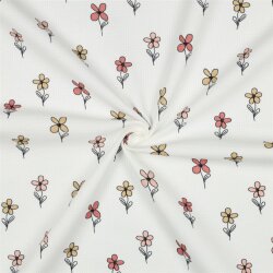 Waffeljersey süsse Blümchen - creme/antikpink