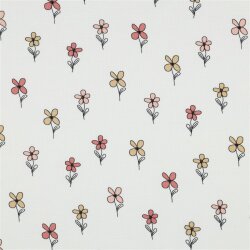 Waffeljersey süsse Blümchen - creme/antikpink