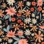 Baumwolljersey Digital Blumen - schwarz