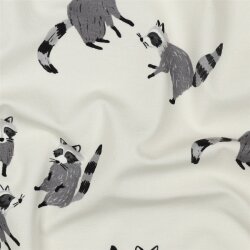 Baumwolljersey Digital Waschbär - creme