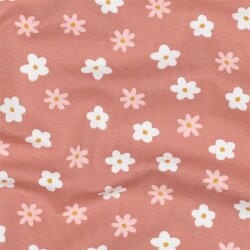 Baumwolljersey Bio~Organic Blumen - dunkelaltpink