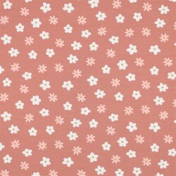 Baumwolljersey Bio~Organic Blumen - dunkelaltpink