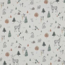Baumwollpopeline Digital Waldtiere - creme