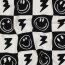 Baumwolljersey Smileys und Blitze - schwarz