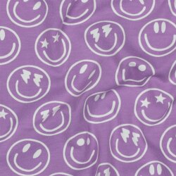 Baumwolljersey Smileys - softlavendel