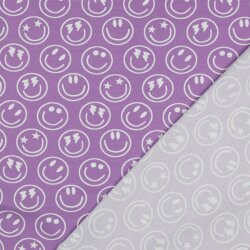 Baumwolljersey Smileys - softlavendel