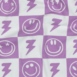 Baumwolljersey Smileys und Anker -softlavendel