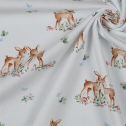 Baumwolljersey Organic Digital Reh - weiss