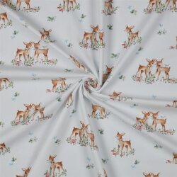 Baumwolljersey Organic Digital Reh - weiss