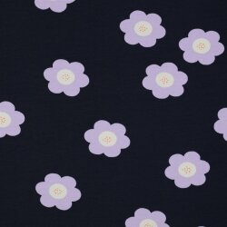 French Terry große Blumen - dunkelblau