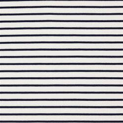 French Terry Streifen - creme/dunkelblau