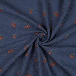 Musselin ORANGE - jeansblau