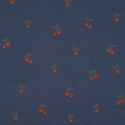 Musselin ORANGE - jeansblau