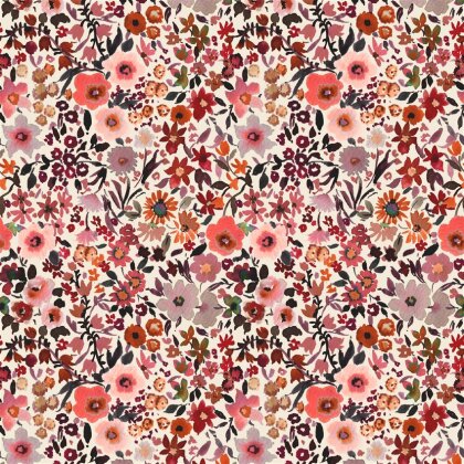 Baumwolljersey Digital Blumen - creme