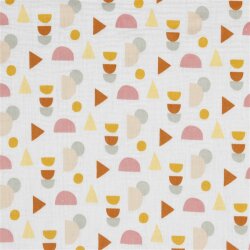 Musselin Organic geometrische Formen - weiss